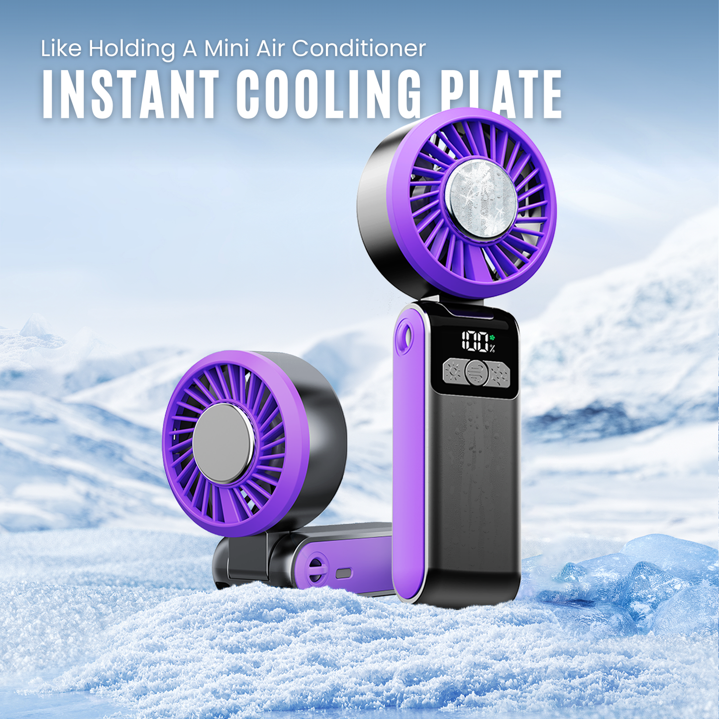 Jabees FrostOne Fold – Foldable Handheld Fan with Cooling Plate